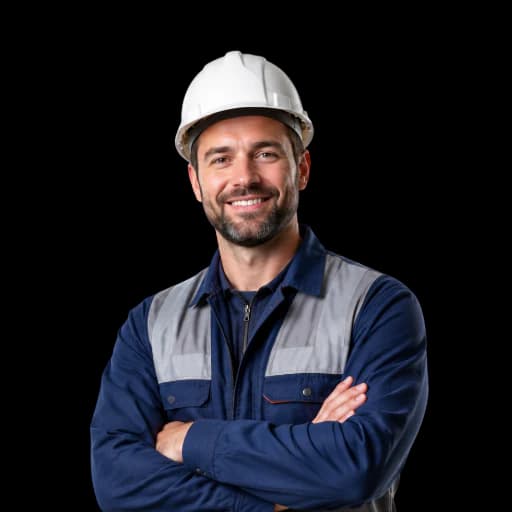 Beyaz baretli iş güvenliği ekipmanlı çalışan